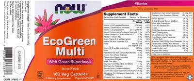 Photo of the NOW EcoGreen Multi Iron-Free label