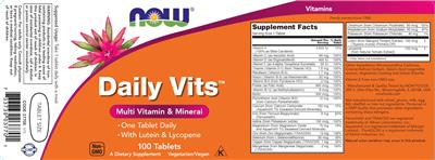 Photo of the NOW Daily Vits label