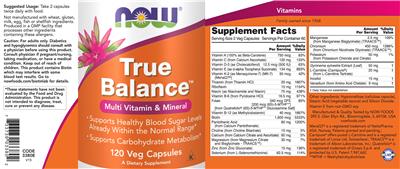 Photo of the NOW True Balance label