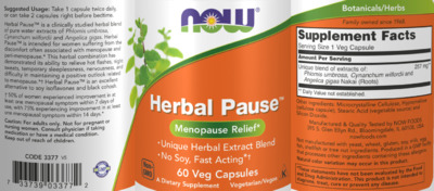 Photo of the NOW Herbal Pause label