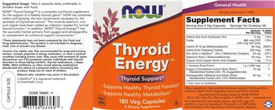 Photo of the NOW Thyroid Energy label