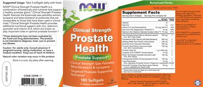 Photo of the NOW Clinical Strength Prostate Health label