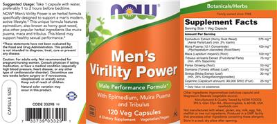 Photo of the NOW Men's Virility Power label