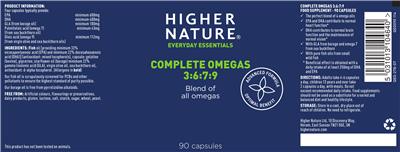 Photo of the Higher Nature Complete Omegas 3:6:7:9 label