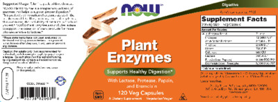 Photo of the NOW Plant Enzymes label
