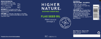 Photo of the Higher Nature Flax Seed Oil label