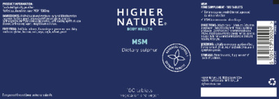Photo of the Higher Nature MSM label