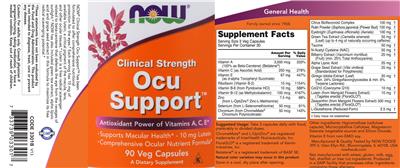 Photo of the NOW Clinical Strength Ocu Support label