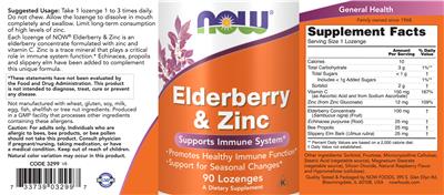 Elderberry & Zinc のラベル画像（NIH DSLD）