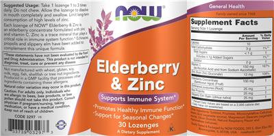 Photo of the NOW Elderberry & Zinc label