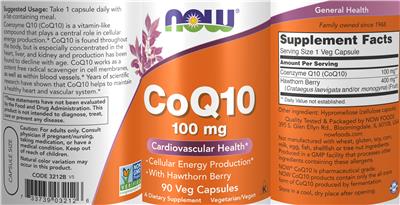 Photo of the NOW CoQ10 100 mg label