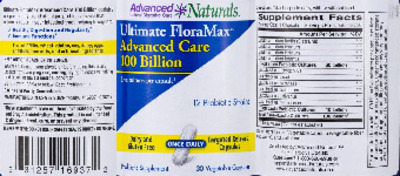 Photo of the Advanced Naturals Ultimate FloraMax Advanced Care 100 Billion label