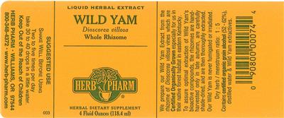Photo of the Herb Pharm Wild Yam label