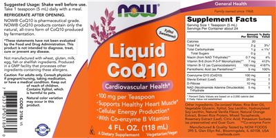 Photo of the NOW Liquid CoQ10 label