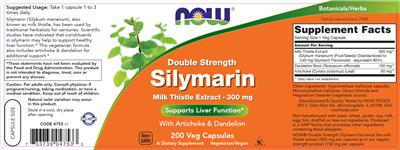 Photo of the NOW Double Strength Silymarin label