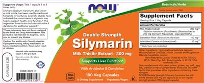 Photo of the NOW Double Strength Silymarin Milk Thistle Extract - 300 mg label