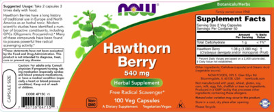 Photo of the NOW Hawthorn Berry label