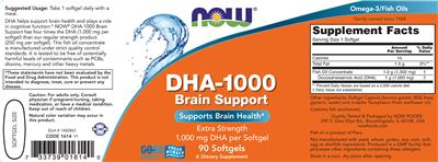 Photo of the NOW DHA-1000 Brain Support label
