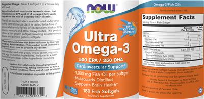 Photo of the NOW Ultra Omega-3 label