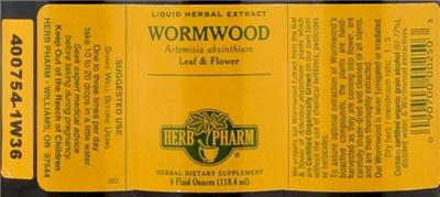 Photo of the Herb Pharm Wormwood label