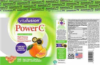 Photo of the vitafusion Power C Natural Orange Flavor label