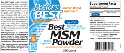Photo of the Doctor's Best Best MSM Powder label