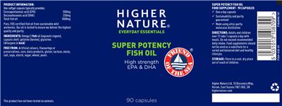 Photo of the Higher Nature Super Potency Fish Oil label