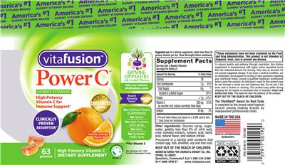 Photo of the vitafusion Power C Natural Orange Flavor label
