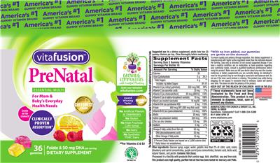 Photo of the vitafusion PreNatal Natural Raspberry Lemonade Flavor label