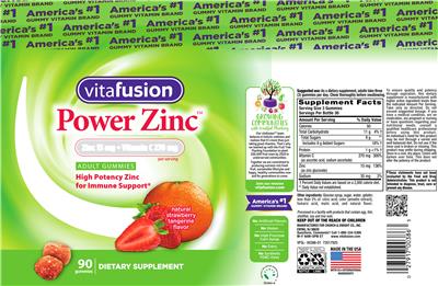 Photo of the vitafusion Power Zinc Natural Strawberry Tangerine Flavor label