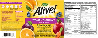 Photo of the Nature's Way Alive! Women's Gummy Multivitamin label