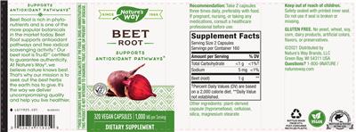 Photo of the Nature's Way Beet Root label