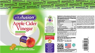 Photo of the vitafusion Apple Cider Vinegar Gummy Vitamins Natural Apple Cider Flavor label
