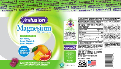 Photo of the vitafusion Magnesium 165 mg Adult Gummies Natural Tropical Citrus Flavor label