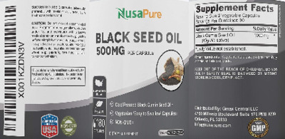 Photo of the NusaPure Black Seed Oil 500 mg label