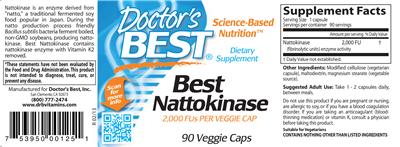 Photo of the Doctor's Best Best Nattokinase label