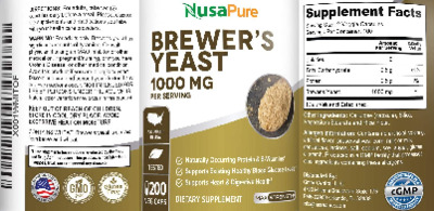Photo of the NusaPure Brewer's Yeast 1000 mg label