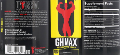 Photo of the Universal GH Max label