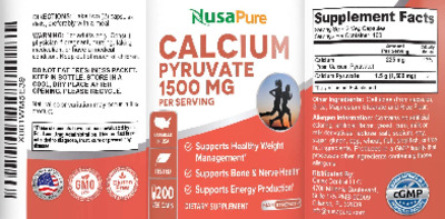 Photo of the NusaPure Calcium Pyruvate 1500 mg label
