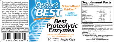 Photo of the Doctor's Best Best Proteolytic Enzymes label