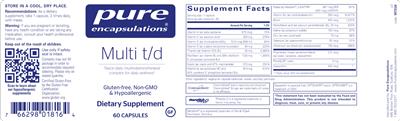 Photo of the Pure Encapsulations Multi t/d label