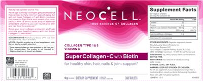 Photo of the NeoCell Super Collagen + C with Biotin label