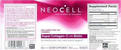 Photo of the NeoCell Super Collagen + C with Biotin label
