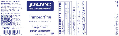 Photo of the Pure Encapsulations Pantethine label
