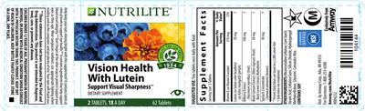 Photo of the Nutrilite Vision Health With Lutein label
