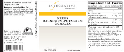 Photo of the Integrative Therapeutics Krebs Magnesium-Potassium Complex label