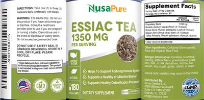 Photo of the NusaPure Essiac Tea 1350 mg label