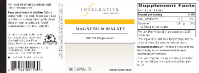 Photo of the Integrative Therapeutics Magnesium Malate label