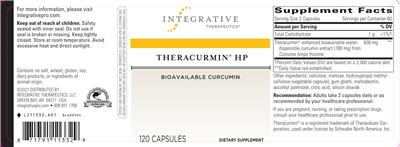 Photo of the Integrative Therapeutics Theracurmin HP label