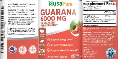 Photo of the NusaPure Guarana 6000 mg label